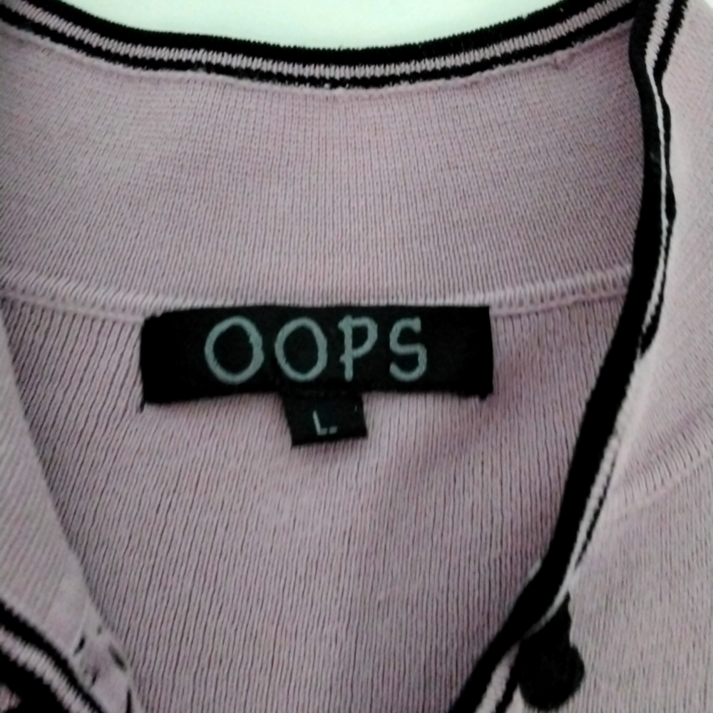 Vintage mauve sweater with mandarin collar and flower motif - Picture 10 of 10